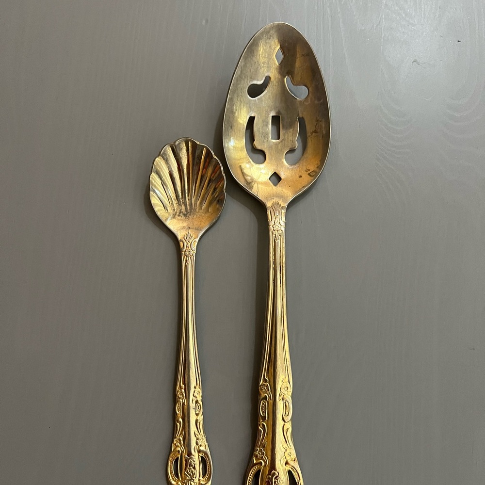 Vintage Gold(ish) Serving Utensil Set of Two